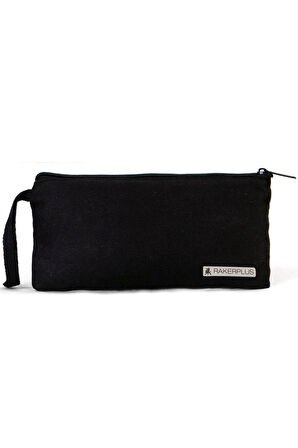 Rakerplus Siyah 21x10 cm Fermuarlı Gabardin Kumaş Kalemlik