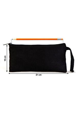 Rakerplus Siyah 21x10 cm Fermuarlı Gabardin Kumaş Kalemlik