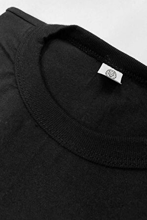 Rakerplus Siyah %100 Pamuk Unisex Kısa Kollu Çocuk Tişört