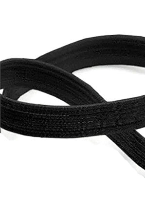 Siyah 20 mm 5 mt Dayanıklı Sert Yassı Elastik Şerit Lastik