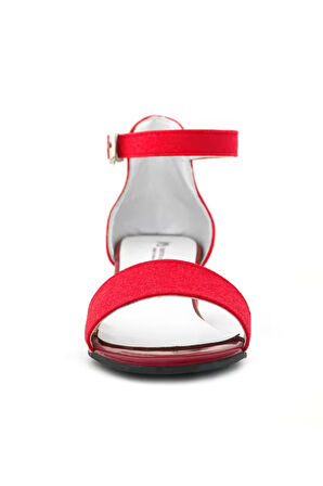 Lilo Simli Kırmızı Tek Bantlı Kız Çocuk Topuklu Abiye Ayakkabı