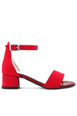 Lilo Simli Kırmızı Tek Bantlı Kız Çocuk Topuklu Abiye Ayakkabı