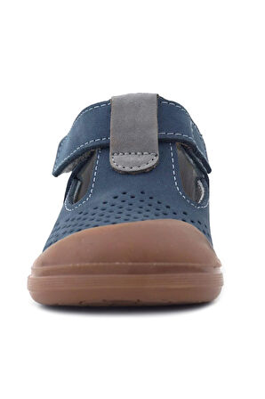 Rakerplus Shaun Hakiki Deri Lacivert Gri Cırtlı Anatomik Bebek Sandalet