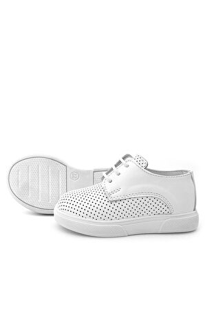 Rakerplus Hakiki Deri Beyaz Lastikli Erkek Çocuk Günlük Ayakkabı