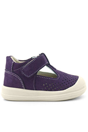 Rakerplus Shaun Hakiki Deri Mor Beyaz Cırtlı Anatomik Bebek Sandalet