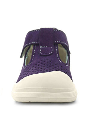 Rakerplus Shaun Hakiki Deri Mor Beyaz Cırtlı Anatomik Bebek Sandalet