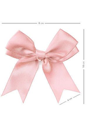 10 Adet Pembe Saten Geniş Fiyonk Süsleme Kurdele Seti