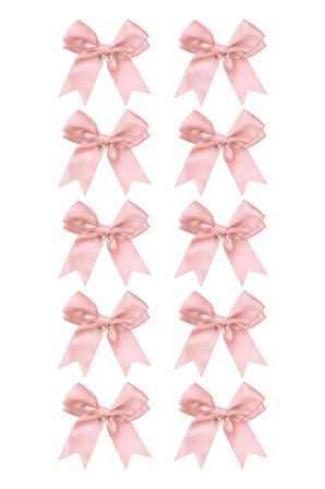 10 Adet Pembe Saten Geniş Fiyonk Süsleme Kurdele Seti