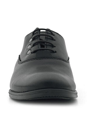 Rakerplus Smokin Siyah Mat Bağcıklı Metal Detaylı Çocuk Klasik Ayakkabısı