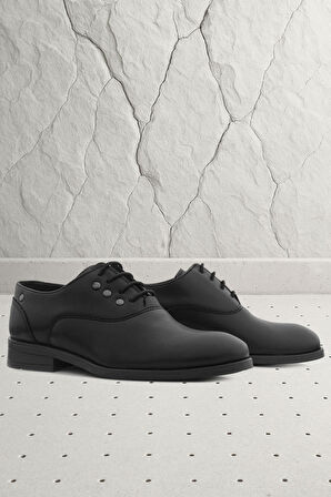 Rakerplus Smokin Siyah Mat Bağcıklı Metal Detaylı Çocuk Klasik Ayakkabısı