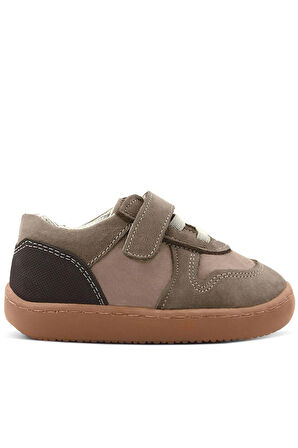 Rakerplus Bob Hakiki Deri Kum Krem Barefoot Cırtlı Lastikli Bebek Sneaker Ayakkabı