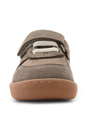 Rakerplus Bob Hakiki Deri Kum Krem Barefoot Cırtlı Lastikli Bebek Sneaker Ayakkabı