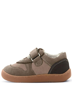 Rakerplus Bob Hakiki Deri Kum Krem Barefoot Cırtlı Lastikli Bebek Sneaker Ayakkabı