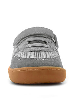 Rakerplus Bob Hakiki Deri Gri Barefoot Cırtlı Lastikli Bebek Sneaker Ayakkabı