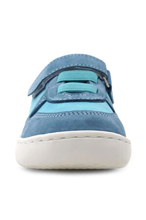 Rakerplus Bob Hakiki Deri Mavi Yeşil Barefoot Cırtlı Lastikli Bebek Sneaker Ayakkabı