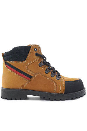 Rakerplus Hakiki Deri Sarı Bağcıklı Fermuarlı Çocuk Bot