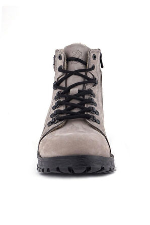 Rakerplus Griffon Hakiki Deri Açık Gri Bağcıklı Fermuarlı Bot