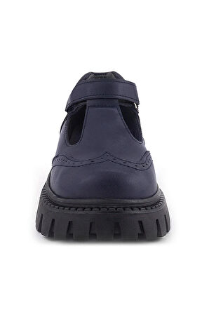 Rakerplus Lacivert Mat Cırtlı Kız Çocuk Okul Ayakkabı