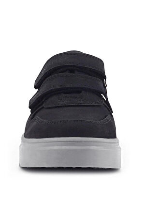 Rakerplus Hakiki Deri Siyah Nubuk Gri Cırtlı Erkek Çocuk Sneaker