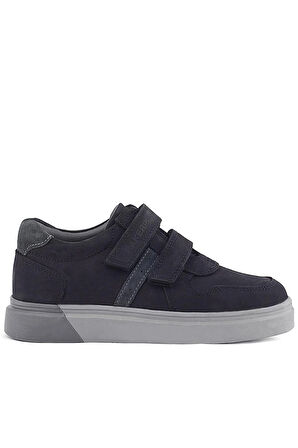 Rakerplus Hakiki Deri Siyah Nubuk Gri Cırtlı Erkek Çocuk Sneaker