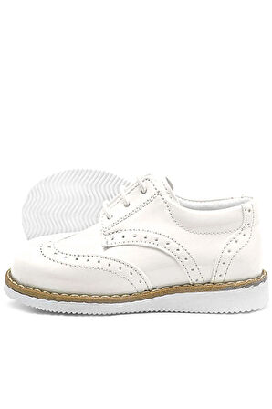 Rakerplus Krem Rugan Bağcıklı Erkek Bebek Klasik Ayakkabı