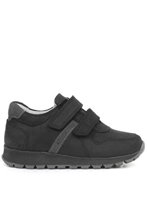 Rakerplus Hakiki Deri Cırtlı Siyah Çocuk Spor Okul Ayakkabı