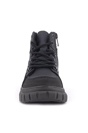 Rakerplus Hakiki Deri Siyah Kırmızı Fermuarlı Erkek Çocuk Bot