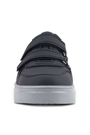 Rakerplus Hakiki Deri Siyah Cilt Gri Tabanlı Cırtlı Erkek Çocuk Sneaker