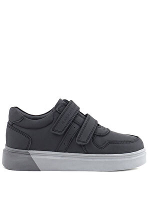 Rakerplus Hakiki Deri Siyah Cilt Gri Tabanlı Cırtlı Erkek Çocuk Sneaker