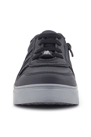 Rakerplus Hakiki Deri Siyah Gri Tabanlı Günlük Erkek Çocuk Okul Ayakkabısı