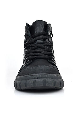 Rakerplus Hakiki Deri Siyah Fermuarlı Siyah Tabanlı Erkek Çocuk Bot