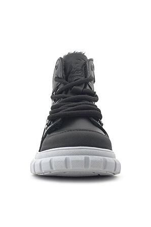 Rakerplus Hakiki Deri Siyah Gri Fermuarlı Erkek Çocuk Bot