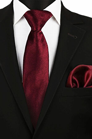 Bordo Ayarlanabilir Saten Çocuk Kravat ve Mendil Seti