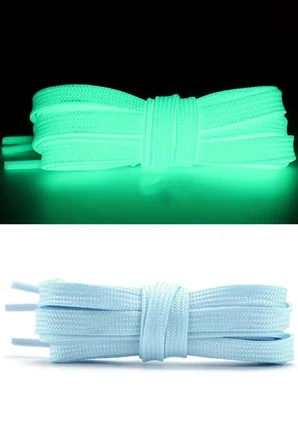 Fosforlu Neon Mavi 1 cm Kalınlığında 1 Çift Yassı Spor Ayakkabı Bağcığı