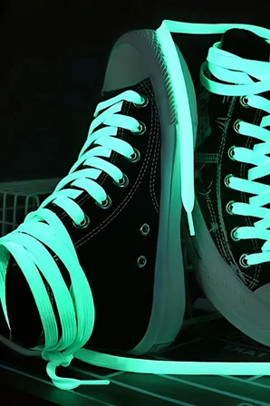 Fosforlu Neon Mavi 1 cm Kalınlığında 1 Çift Yassı Spor Ayakkabı Bağcığı