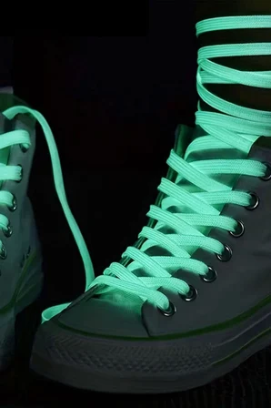 Fosforlu Neon Mavi 1 cm Kalınlığında 1 Çift Yassı Spor Ayakkabı Bağcığı