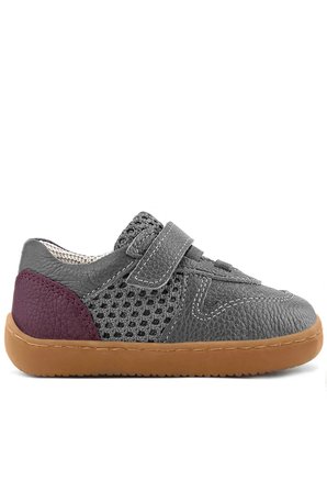 Rakerplus Bob Hakiki Deri Gri Bordo Barefoot Cırtlı Lastikli Bebek Sneaker Ayakkabı