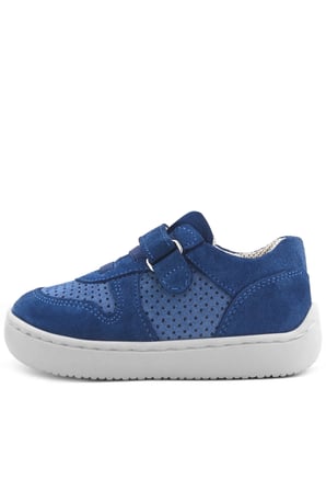 Rakerplus Bob Hakiki Deri Mavi Barefoot Cırtlı Lastikli Bebek Sneaker Ayakkabı