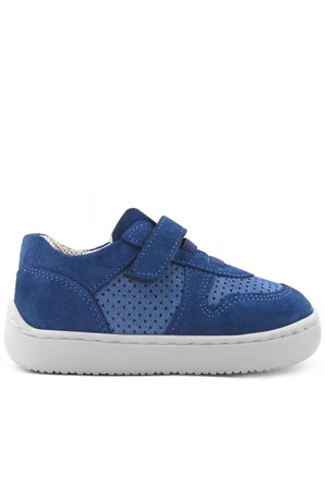 Rakerplus Bob Hakiki Deri Mavi Barefoot Cırtlı Lastikli Bebek Sneaker Ayakkabı