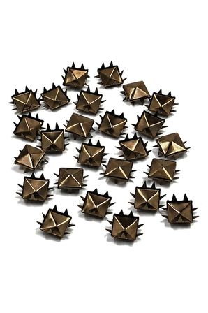 Süs Tırnaklı Antik Renk Çakma Kare Piramit 5 mm 20 Adet Metal Trok
