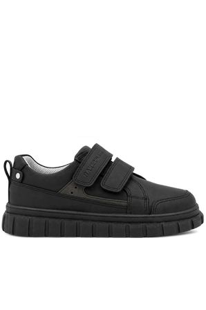 Rakerplus Hakiki Deri Siyah Gri Cırtlı Günlük Spor Çocuk Okul Ayakkabı