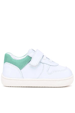 Rakerplus Bob Hakiki Deri Beyaz Nubuk Yeşil Cırtlı Bebek Sneaker Ayakkabı