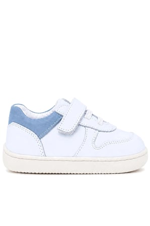 Rakerplus Bob Hakiki Deri Beyaz Nubuk Mavi Cırtlı Bebek Sneaker Ayakkabı
