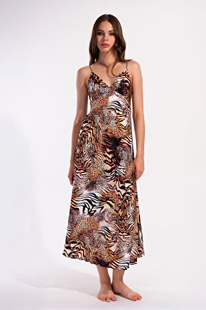 İpek Dokulu Lüks Saten Uzun Gecelik – Ayarlanabilir Askılı, Dantel Detaylı, Kutulu ve Çeyizlik