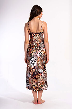 İpek Dokulu Lüks Saten Uzun Gecelik – Ayarlanabilir Askılı, Dantel Detaylı, Kutulu ve Çeyizlik