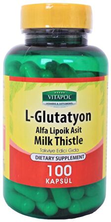 Vitapol L-Glutathione 500 Mg 100 Kapsül L-Glutatyon Milk Thistle Alpha Lipoic Acid 