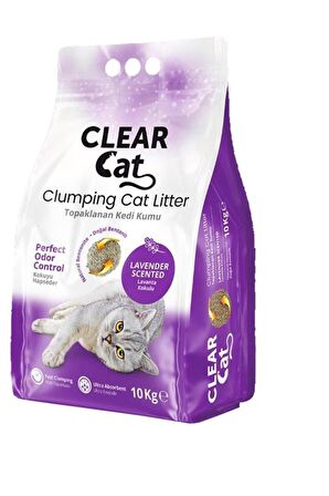 Clear Cat Topaklaşan Kedi Kumu Lavanta İnce Taneli 10 Kg