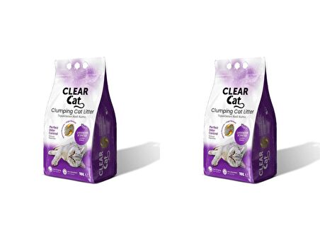 CLEAR CAT LAVANTA KOKULU KEDİ KUMU - 10 KG X 2 ADET