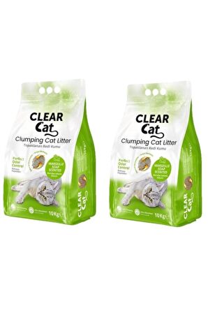 Clear Cat Sabunlu Topaklanan Bentonit Kedi Kumu İnce 10 kg x 2 Adet