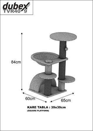 Dubex 60x65x84 cm Kedi Oyun Evi ve Tırmalama Platformu Bej